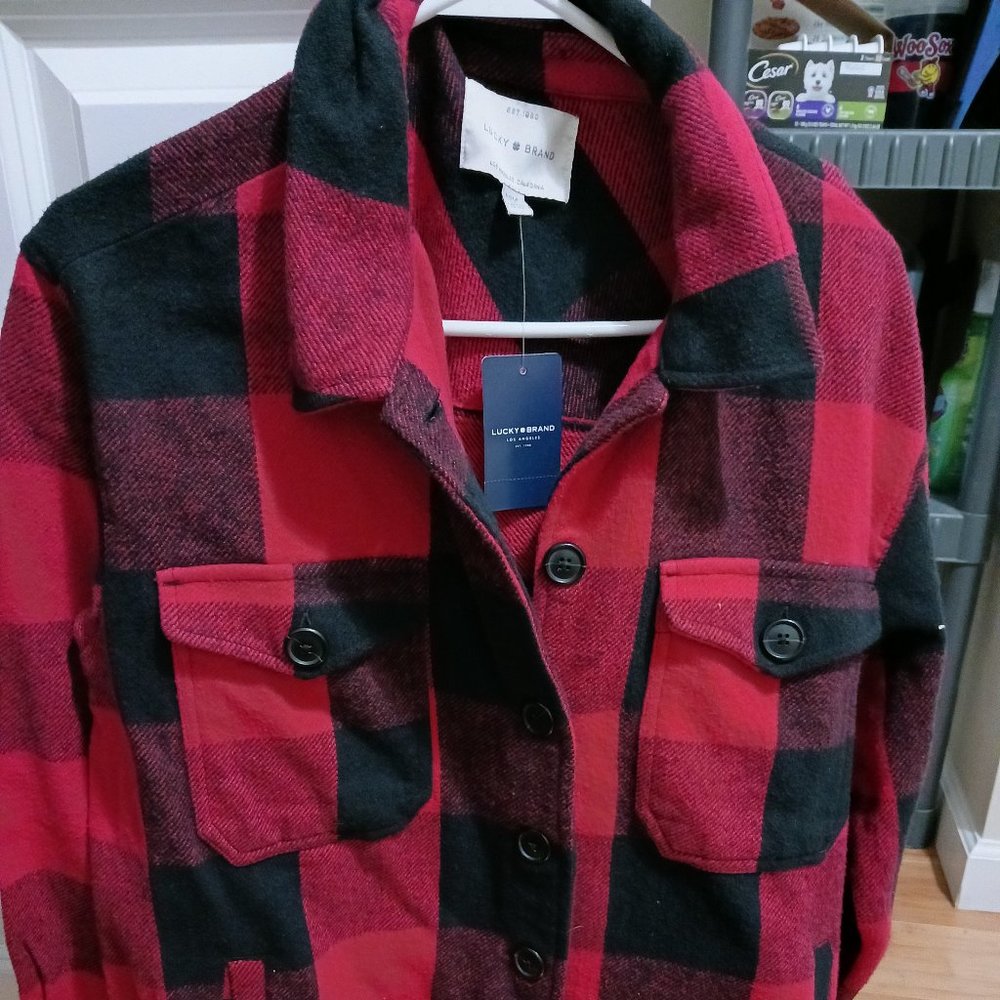 Womens Lucky Brand plaid coat size M